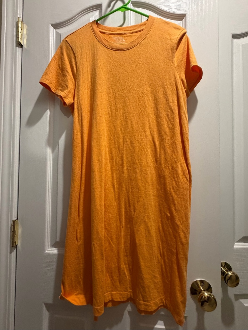 Time and Tru Orange Crewneck Midi T-Shirt Dress